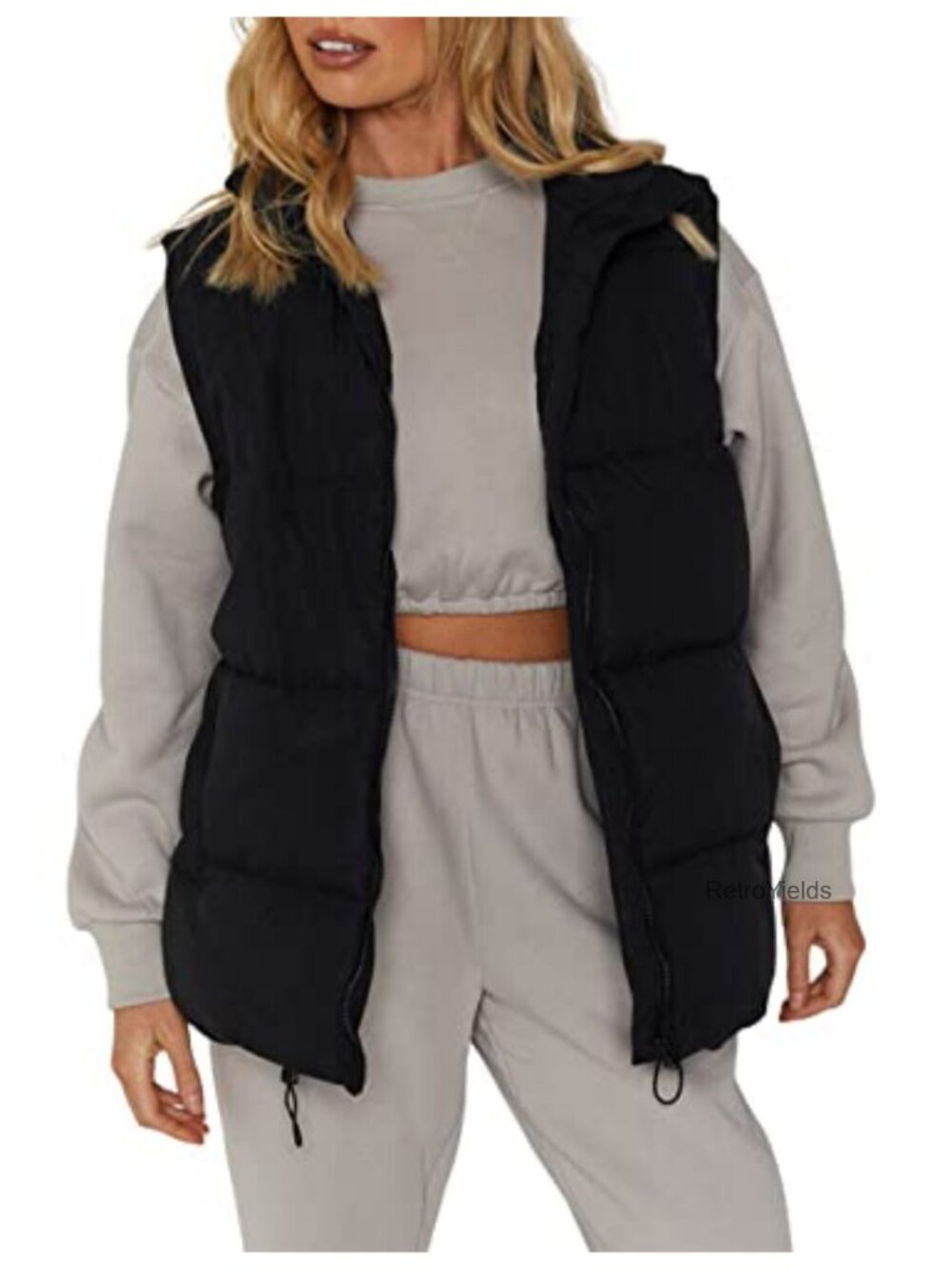 Sleeveless Puffer Vest Winter Padded Jacket Women Zip Up Insulated Quilted